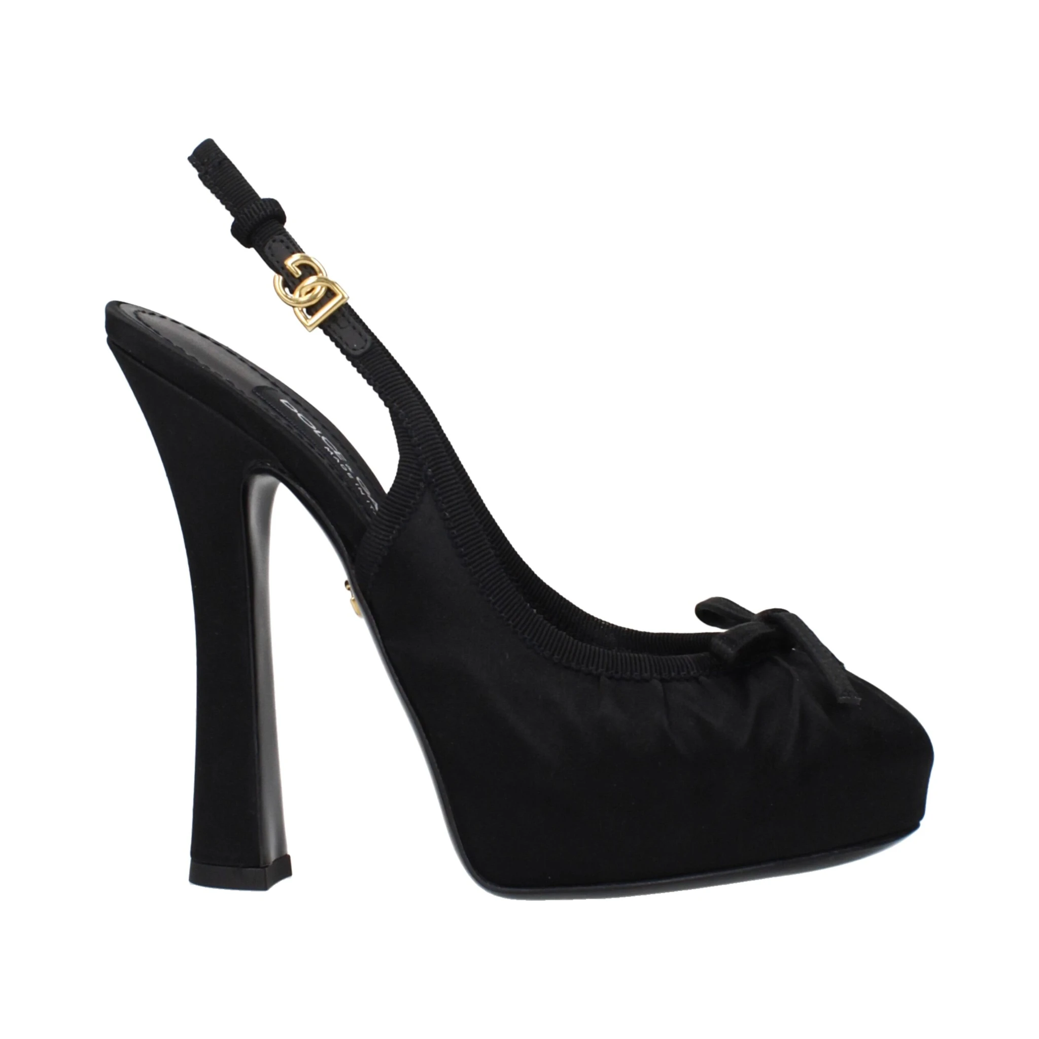 Black Satin High Heel Pumps
