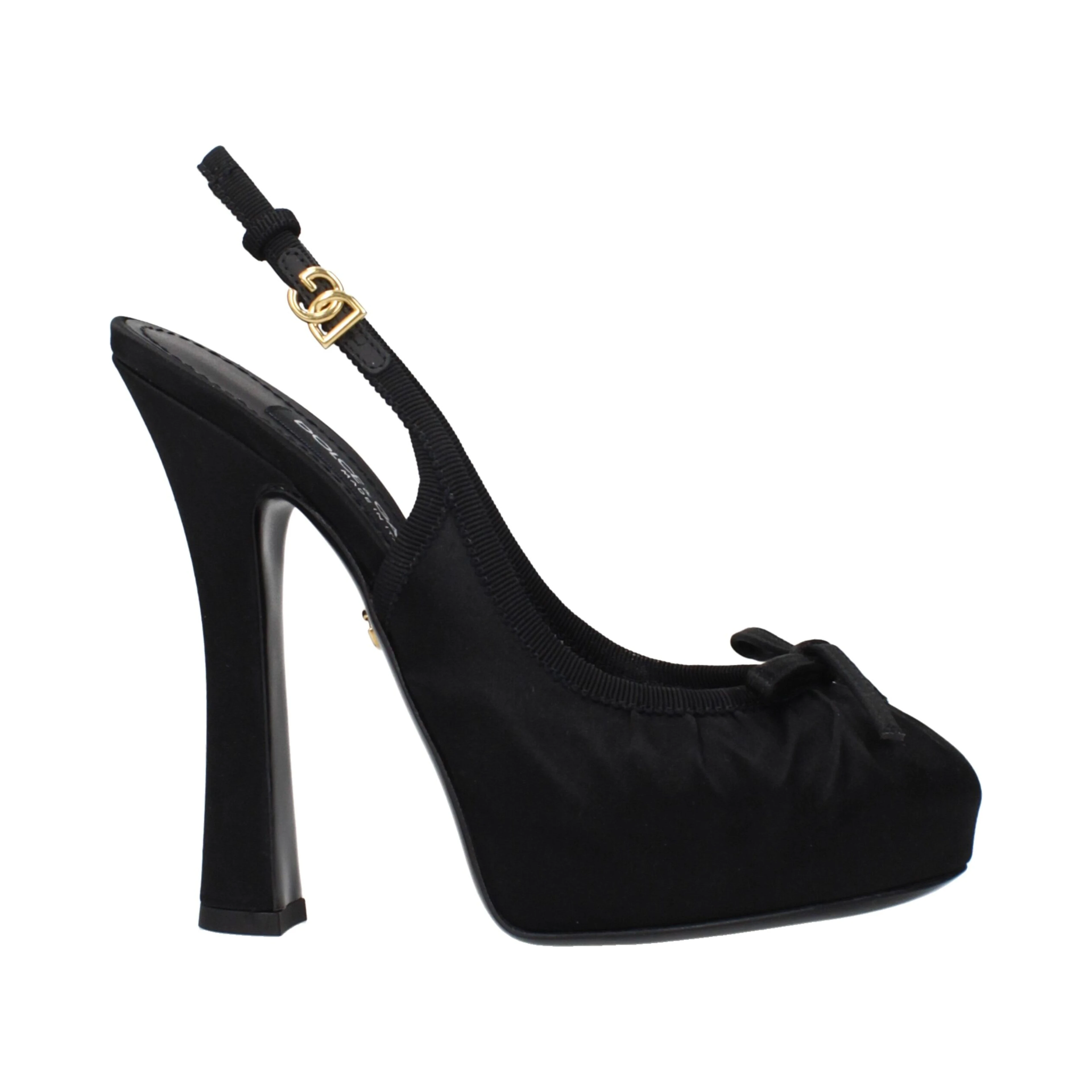 Black Satin High Heel Pumps