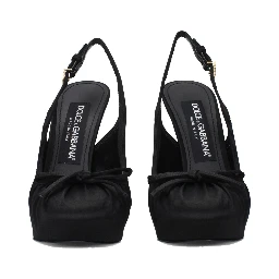 Black Satin High Heel Pumps