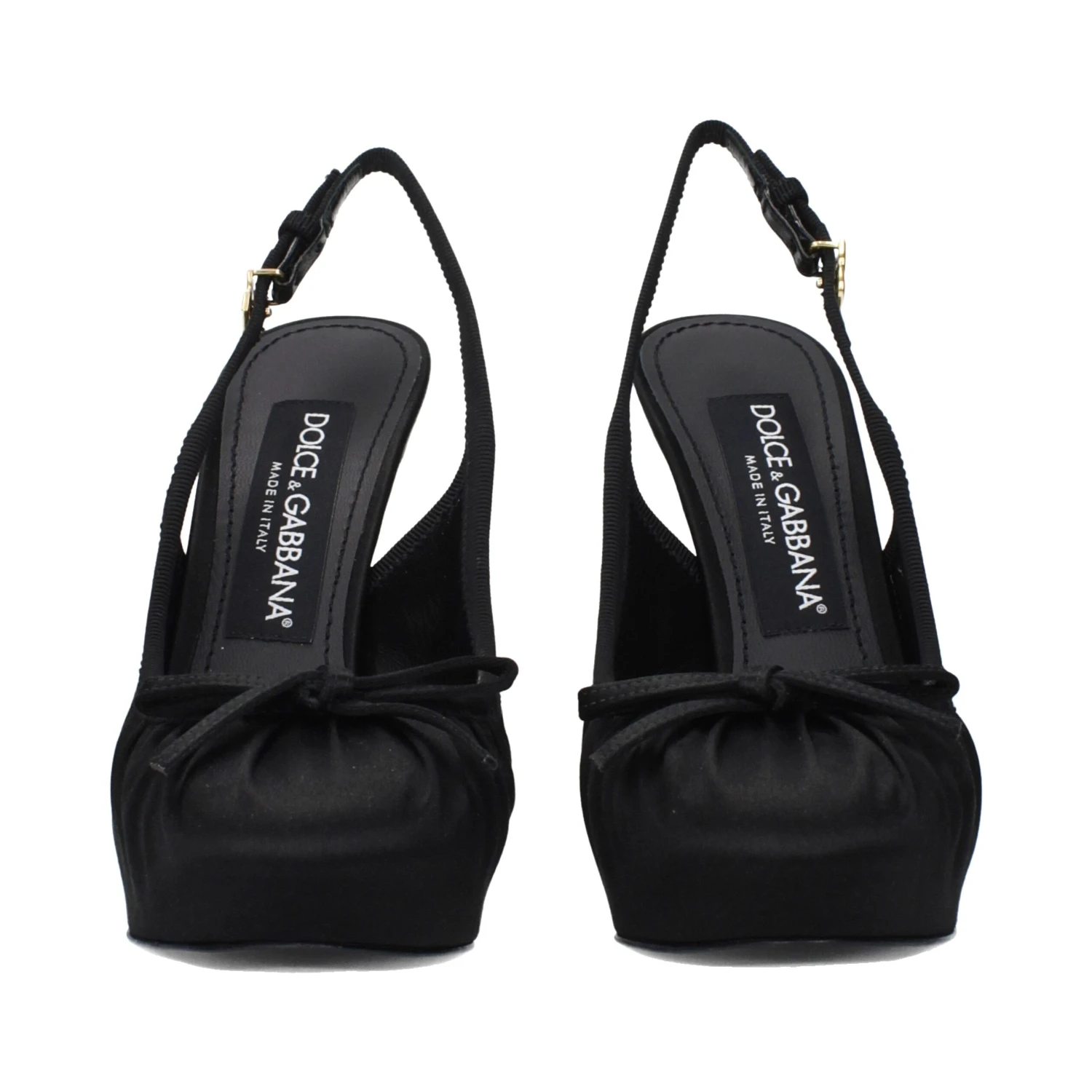 Black Satin High Heel Pumps