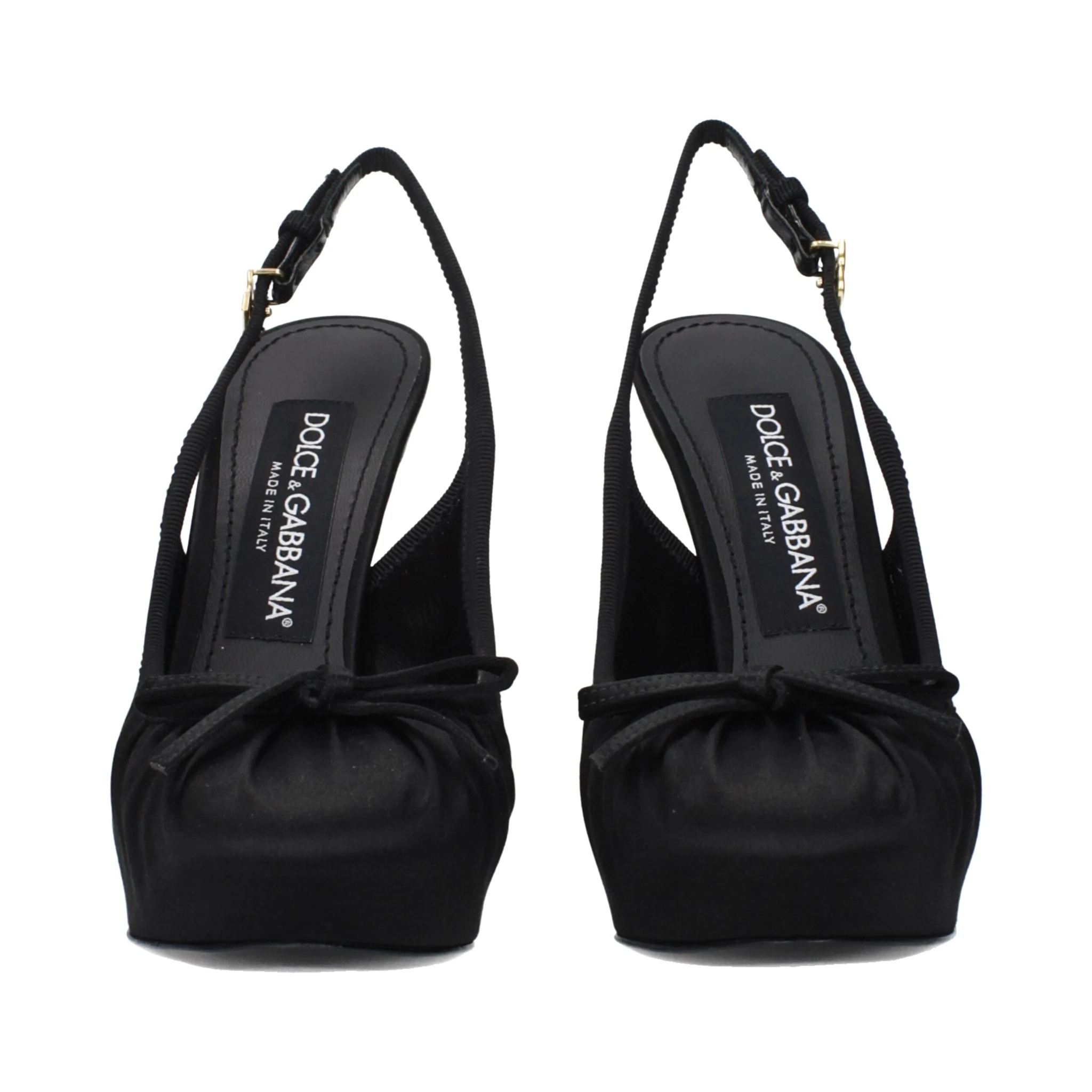 Black Satin High Heel Pumps