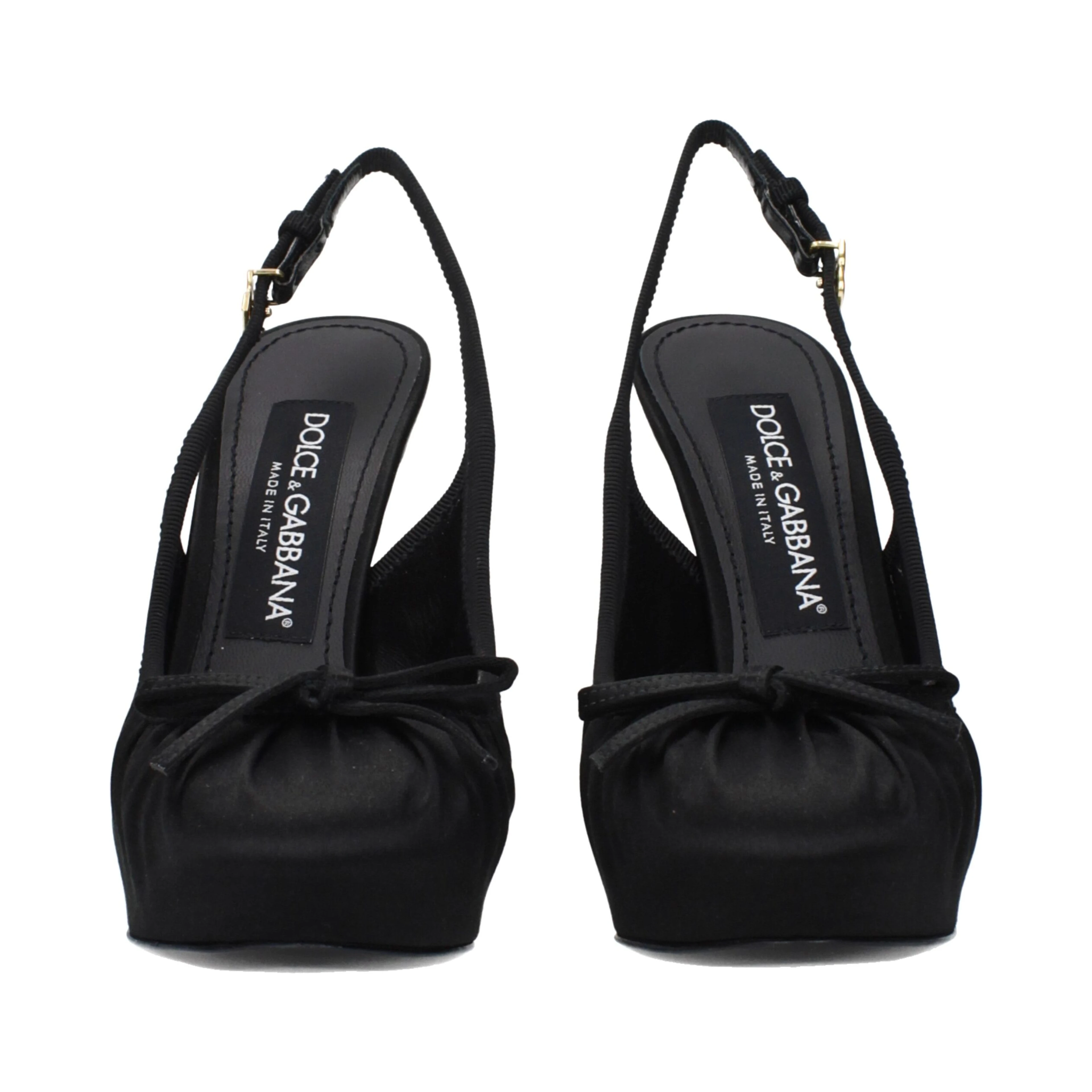 Black Satin High Heel Pumps