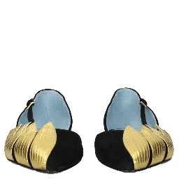 Black Leather Flat Sandals