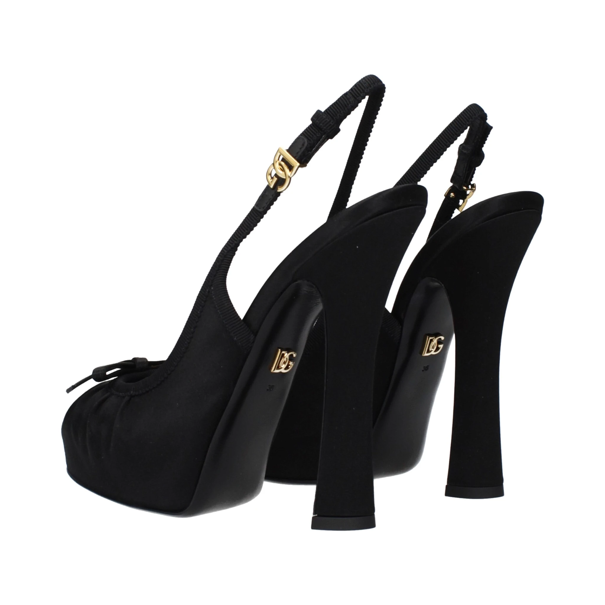 Black Satin High Heel Pumps