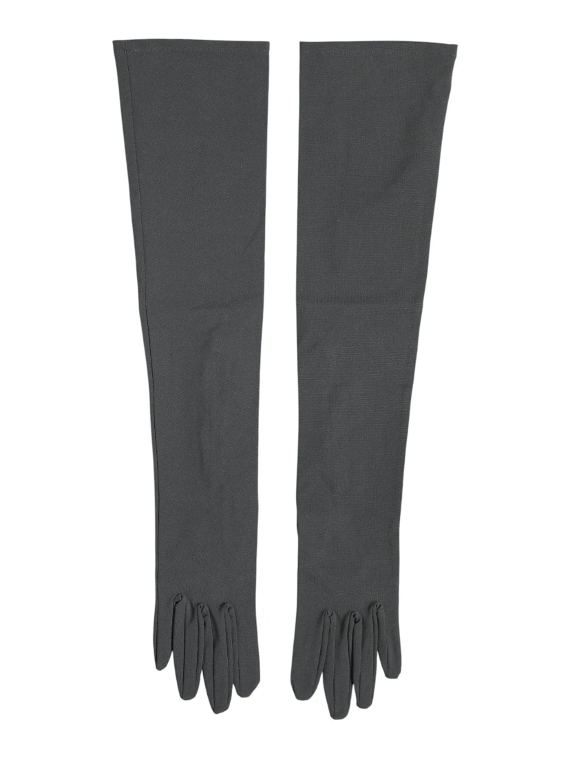 Dark Gray Viscose Elbow Length Mitten Men Gloves