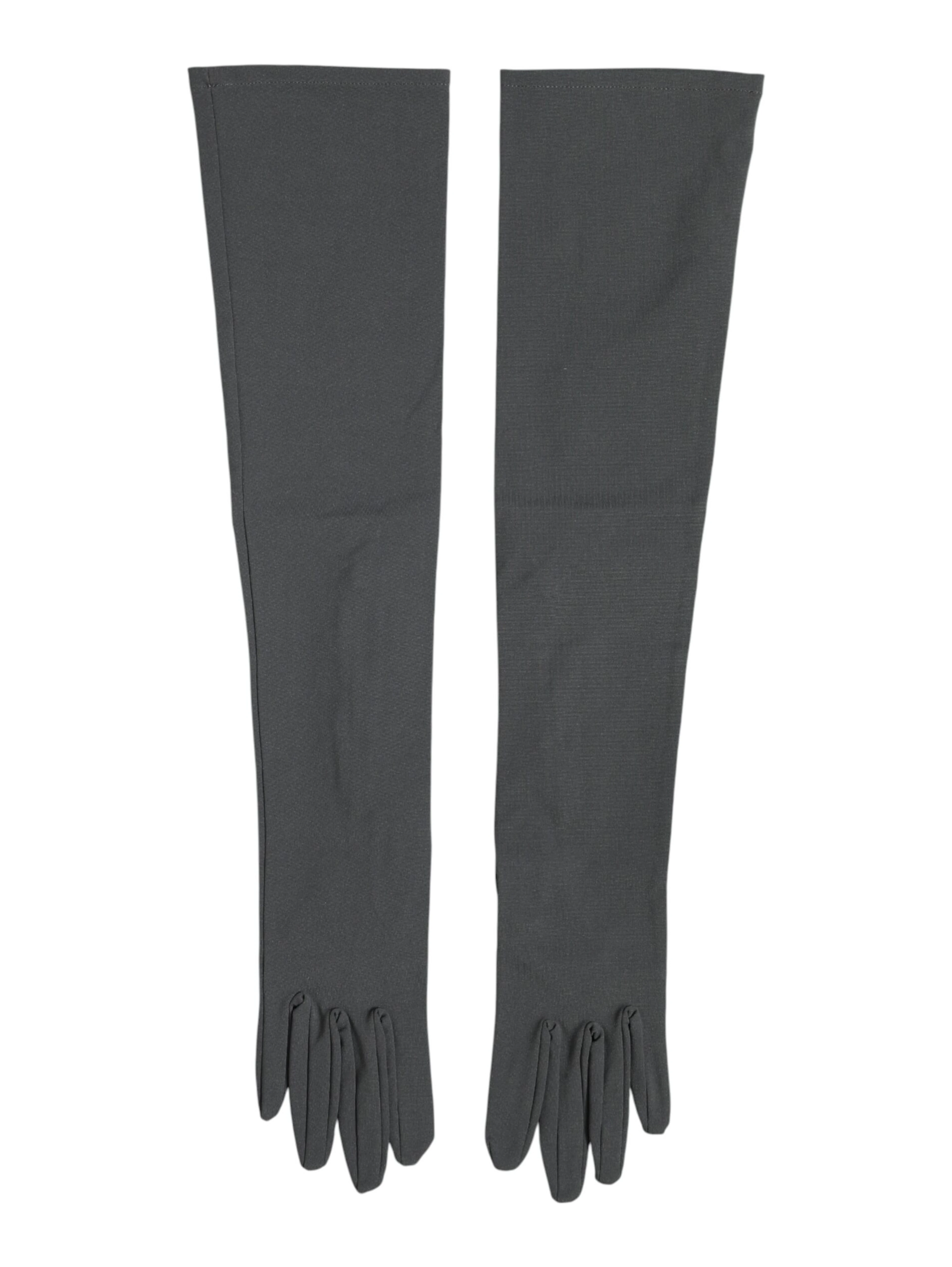 Dark Gray Viscose Elbow Length Mitten Men Gloves