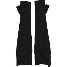 Black Virgin Wool Knitted Fingerless Men Gloves