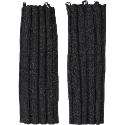 Black Virgin Wool Knitted Fingerless Gloves