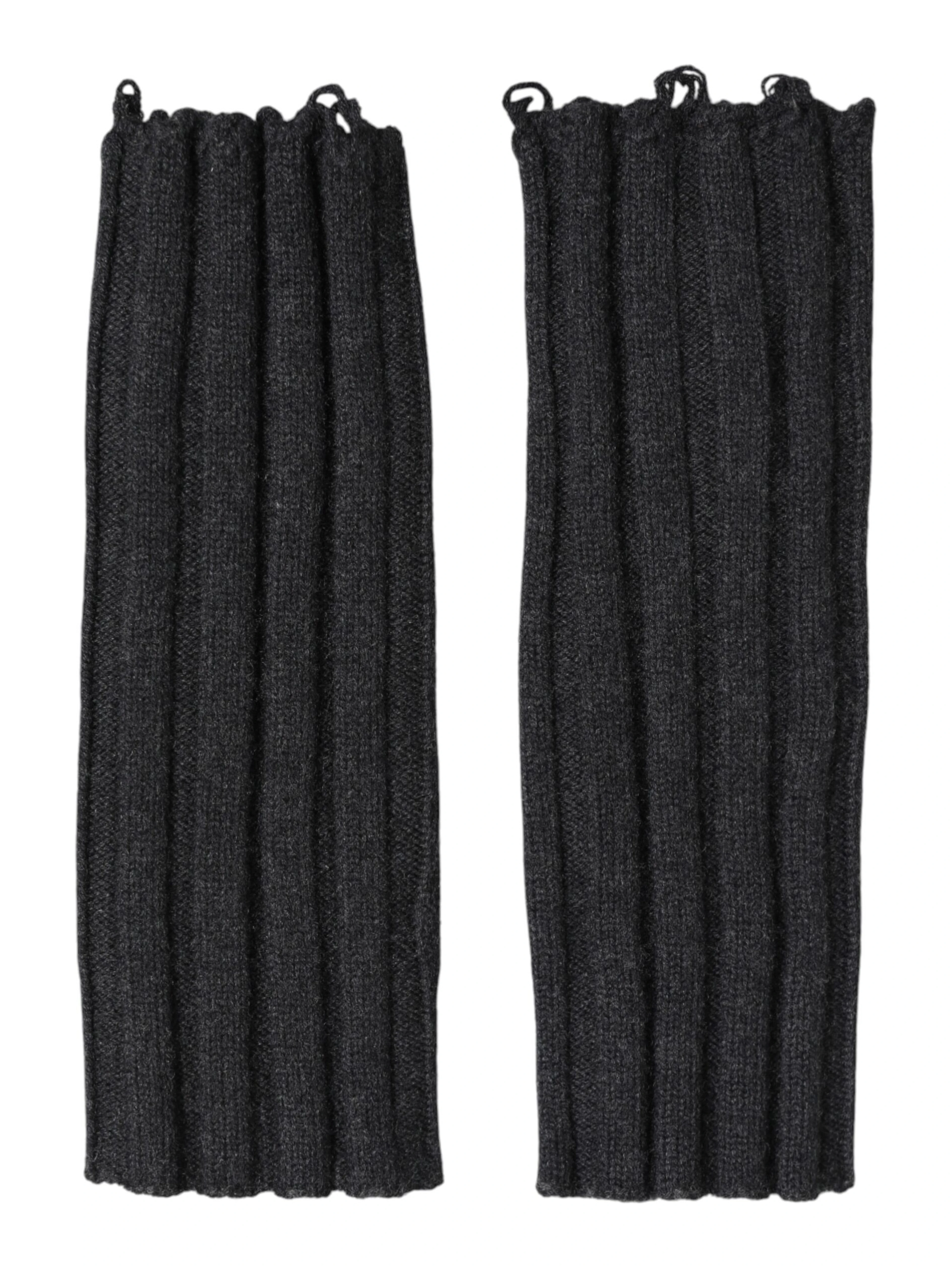 Black Virgin Wool Knitted Fingerless Gloves
