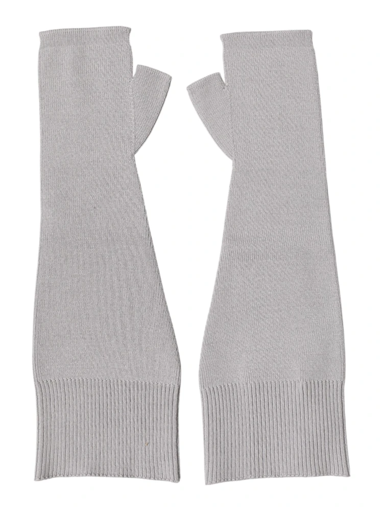 Gray Virgin Wool Knitted Fingerless Men Gloves
