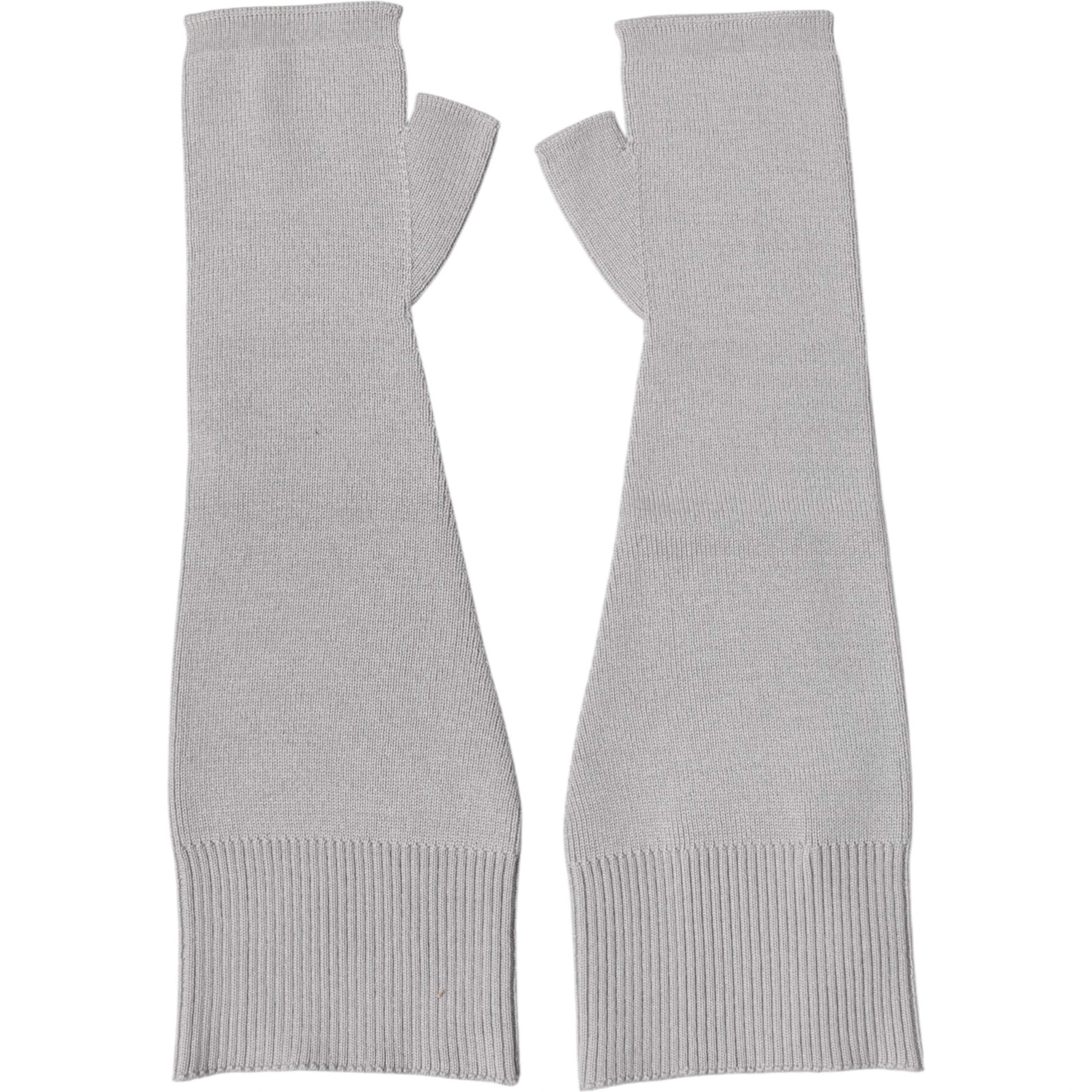 Gray Virgin Wool Knitted Fingerless Men Gloves