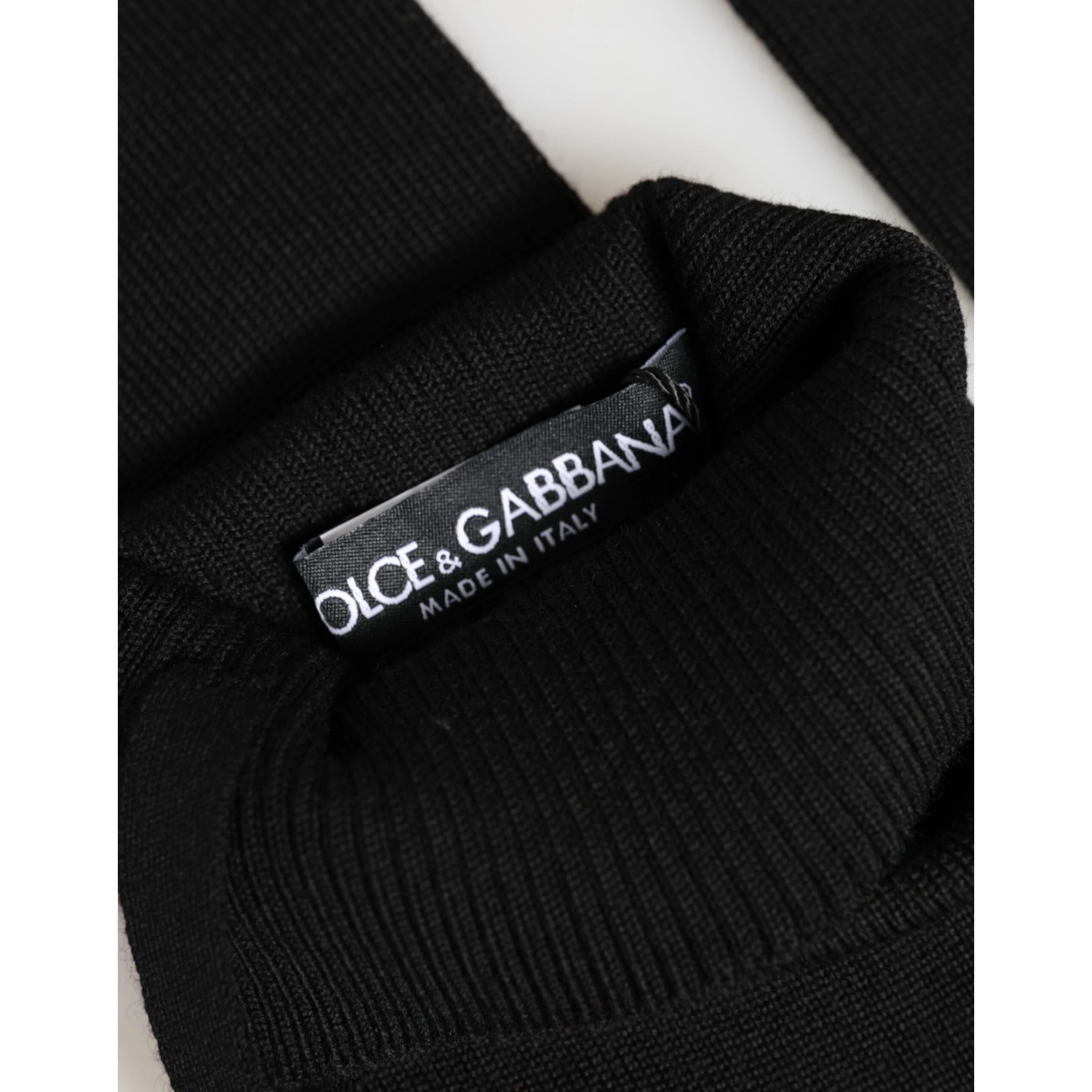 Black Virgin Wool Knitted Fingerless Men Gloves