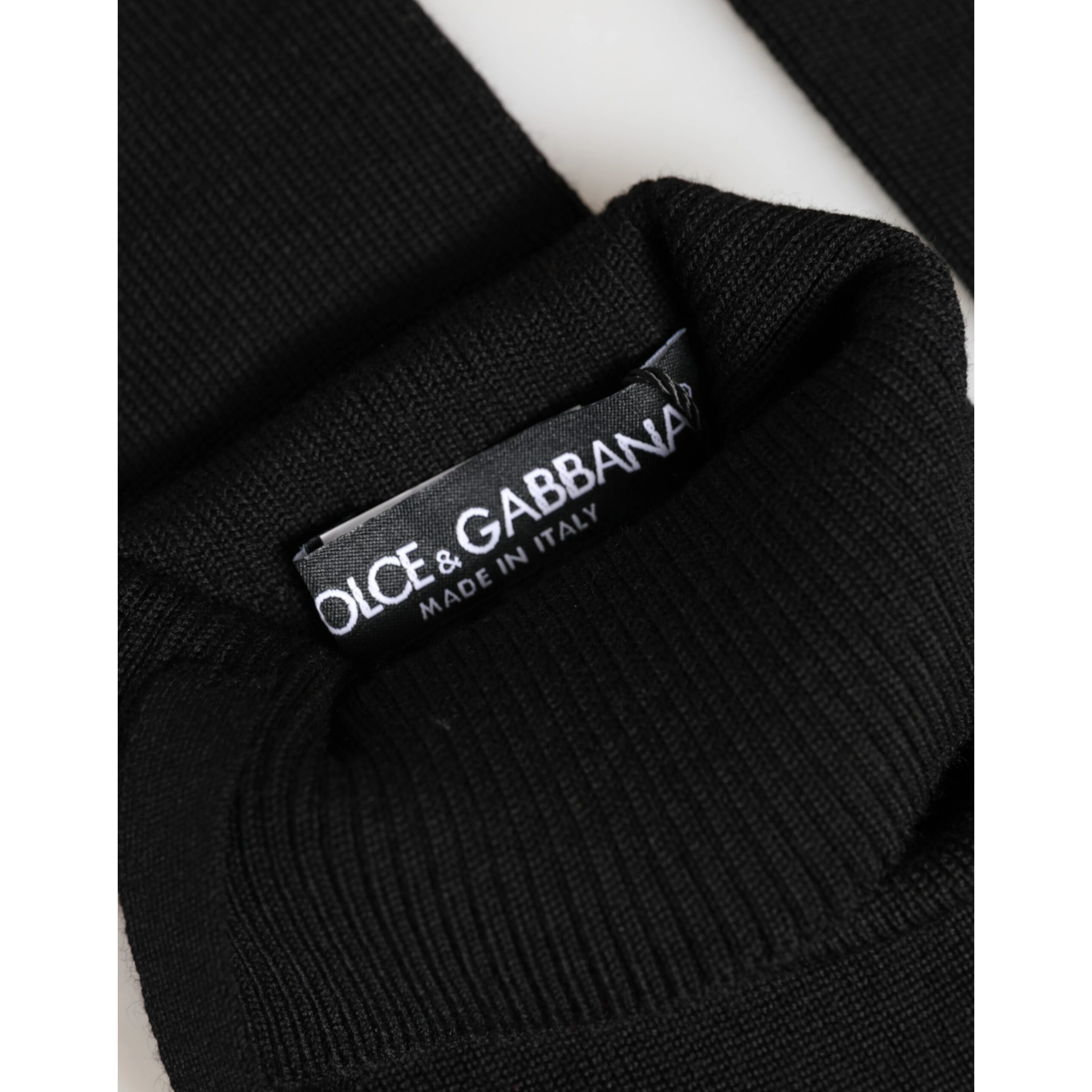 Black Virgin Wool Knitted Fingerless Men Gloves