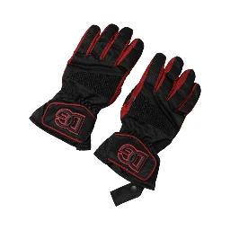 Black Red Nylon Wrist Length Mitten Gloves