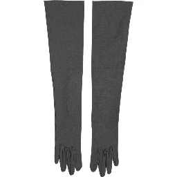 Dark Gray Viscose Elbow Length Mitten Men Gloves
