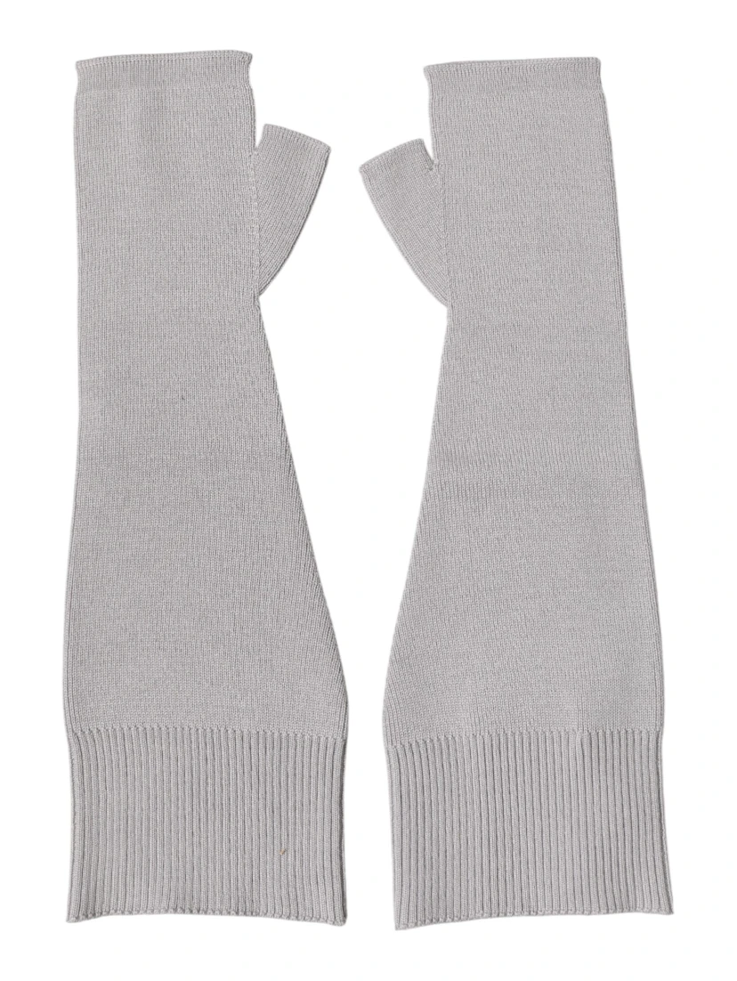 Gray Virgin Wool Knitted Fingerless Men Gloves