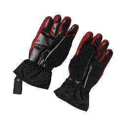 Black Red Nylon Wrist Length Mitten Gloves