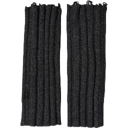 Black Virgin Wool Knitted Fingerless Gloves