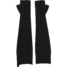 Black Virgin Wool Knitted Fingerless Men Gloves