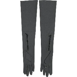 Dark Gray Viscose Elbow Length Mitten Men Gloves