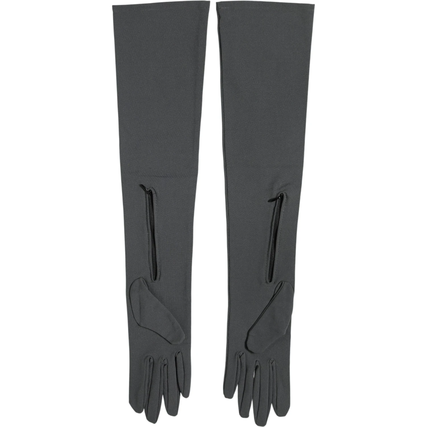 Dark Gray Viscose Elbow Length Mitten Men Gloves
