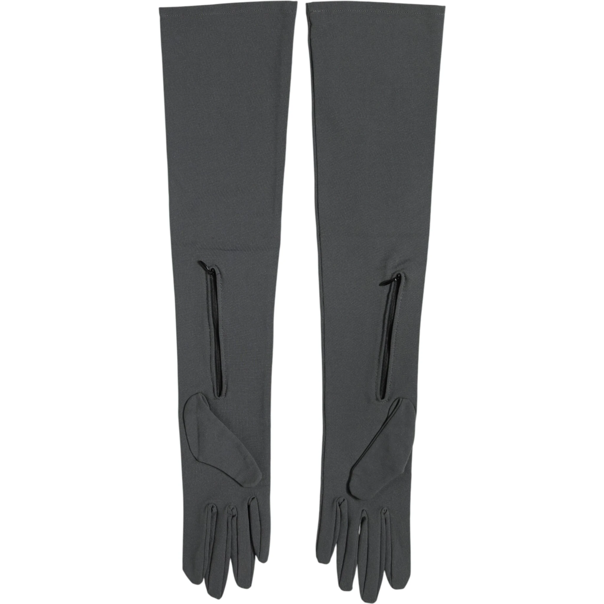 Dark Gray Viscose Elbow Length Mitten Men Gloves