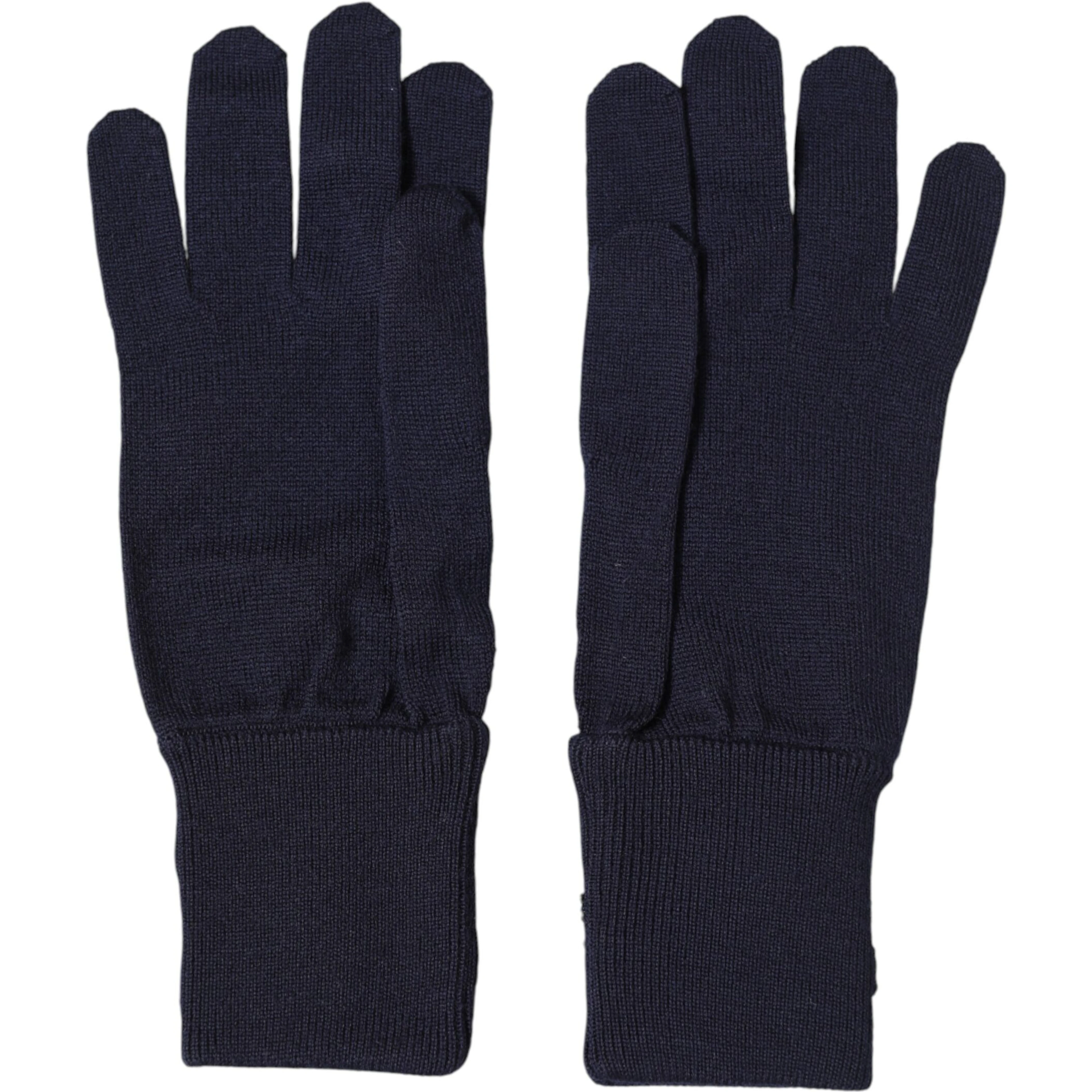 Blue Wool Knit #DGLovesLondon Embroidered Mitten Gloves