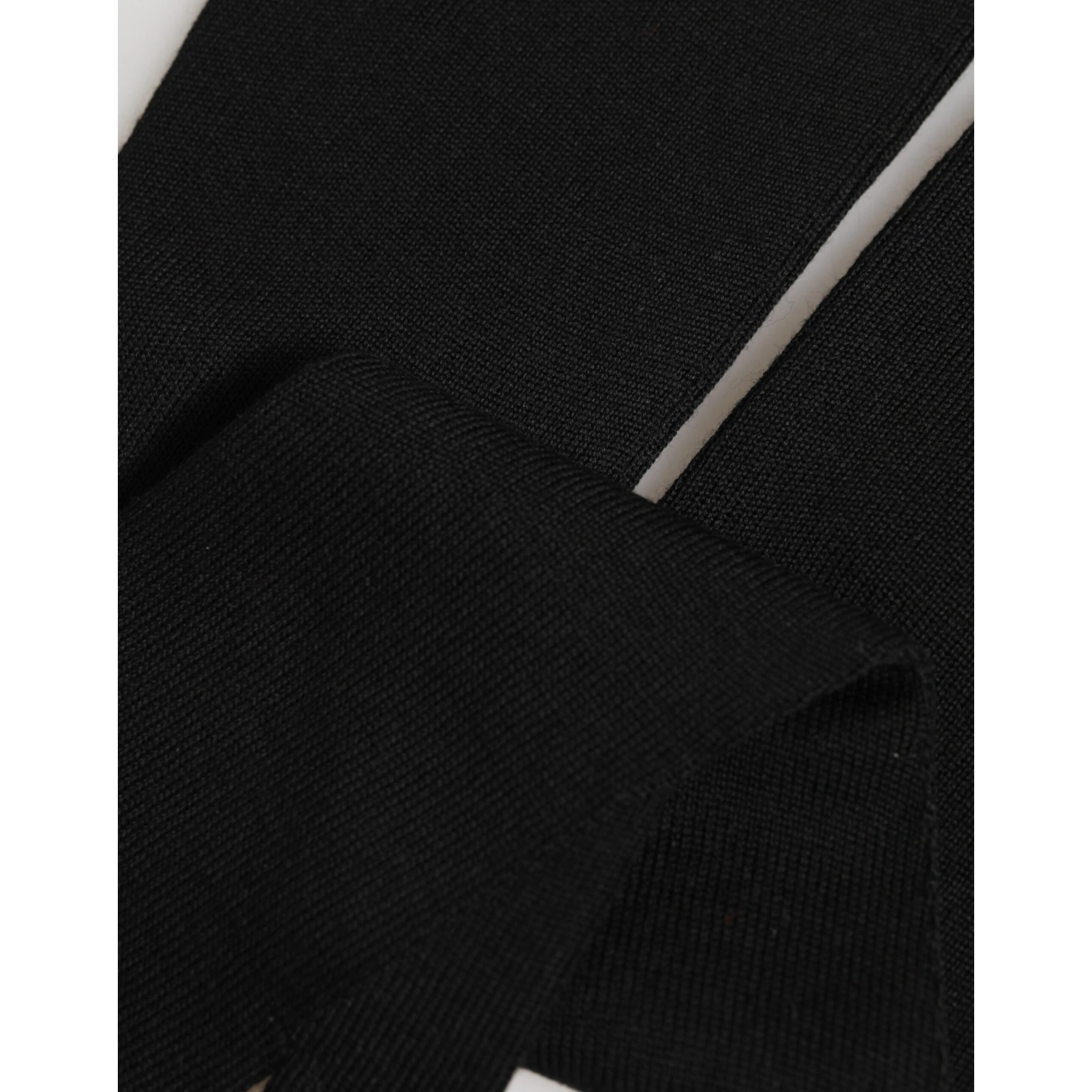 Black Virgin Wool Knitted Fingerless Men Gloves