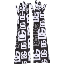 Black White DG Logo Elbow Length Mitten Gloves