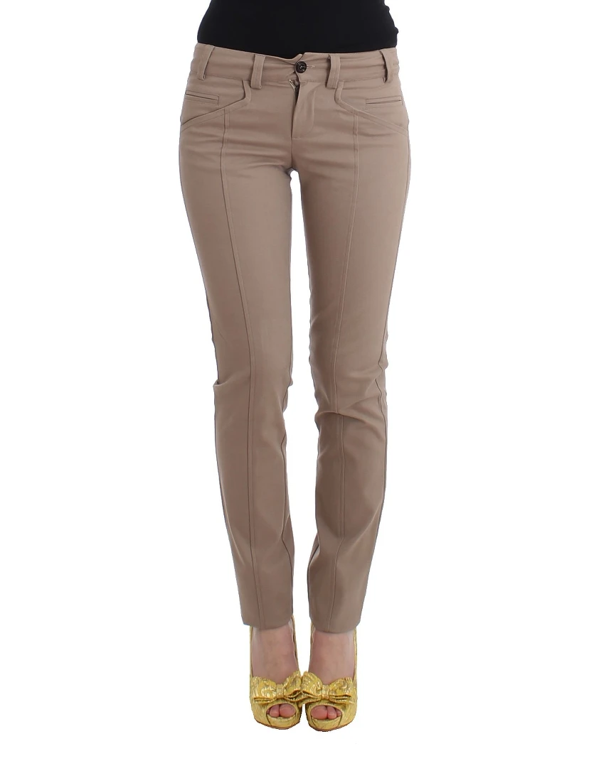 Beige Dress Skinny Slim Straight Chinos Pants