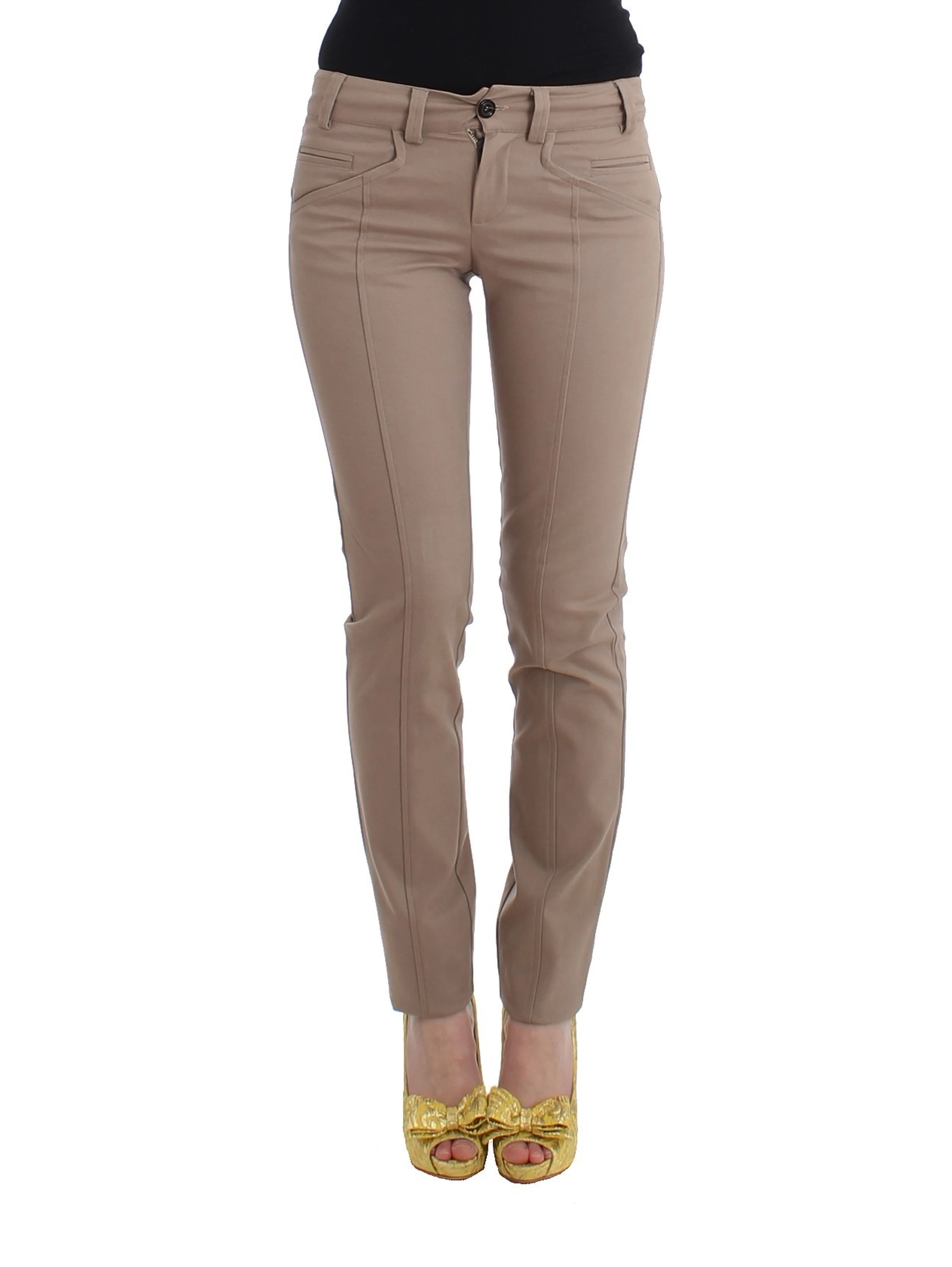 Beige Dress Skinny Slim Straight Chinos Pants