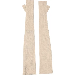 Beige Wool Fingerless Elbow Length Women Gloves