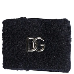 Black Polyester Logo Plaque Men One Size Wristband