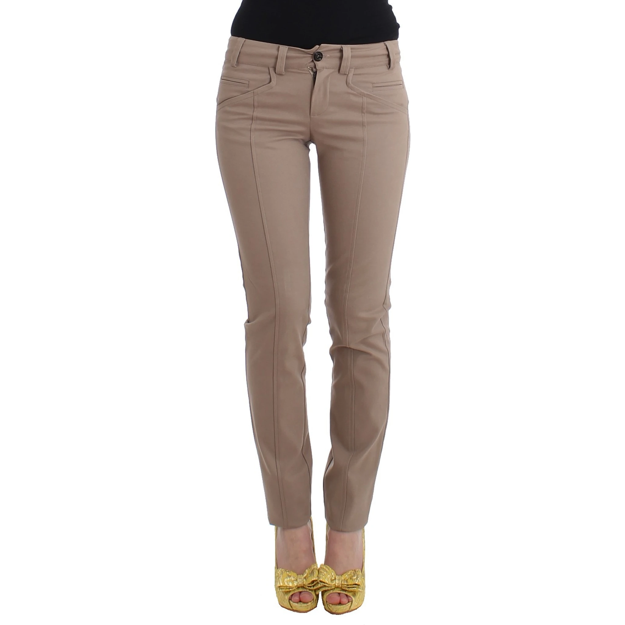 Beige Dress Skinny Slim Straight Chinos Pants