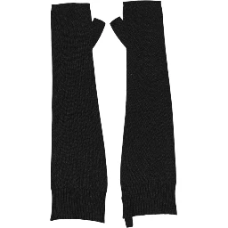 Black Virgin Wool Knitted Fingerless Men Gloves