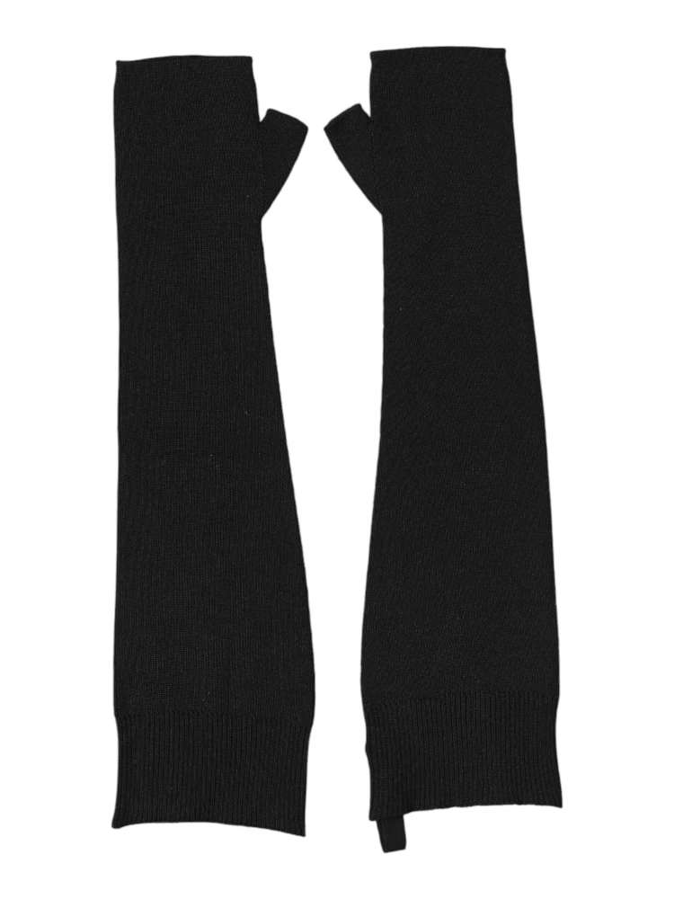 Black Virgin Wool Knitted Fingerless Men Gloves alternative