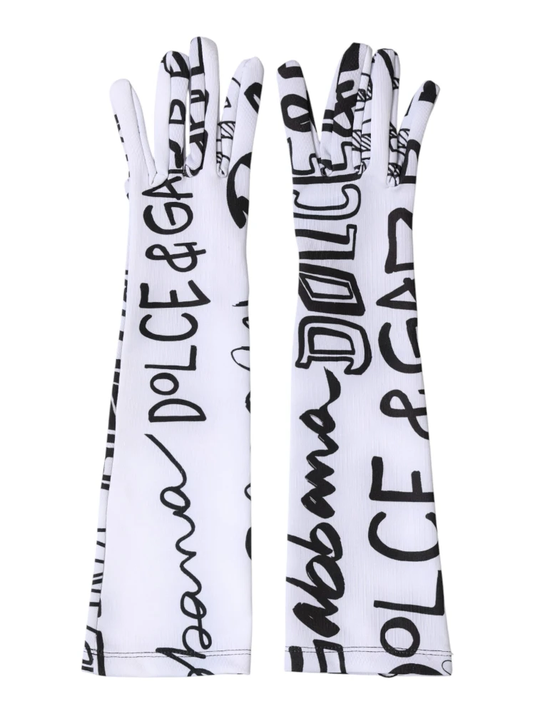 Black White DG Logo Elbow Length Mitten  Gloves alternative