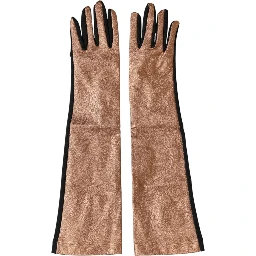 Brown Black Wool Elbow Length Mitten Men Gloves