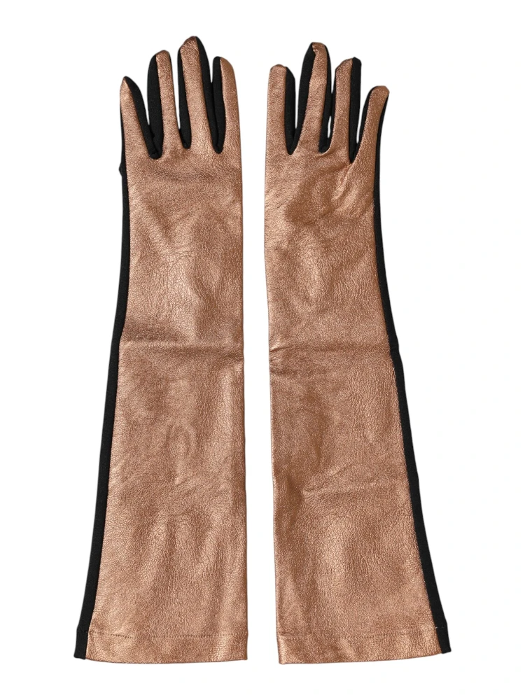 Brown Black Wool Elbow Length Mitten Men Gloves alternative
