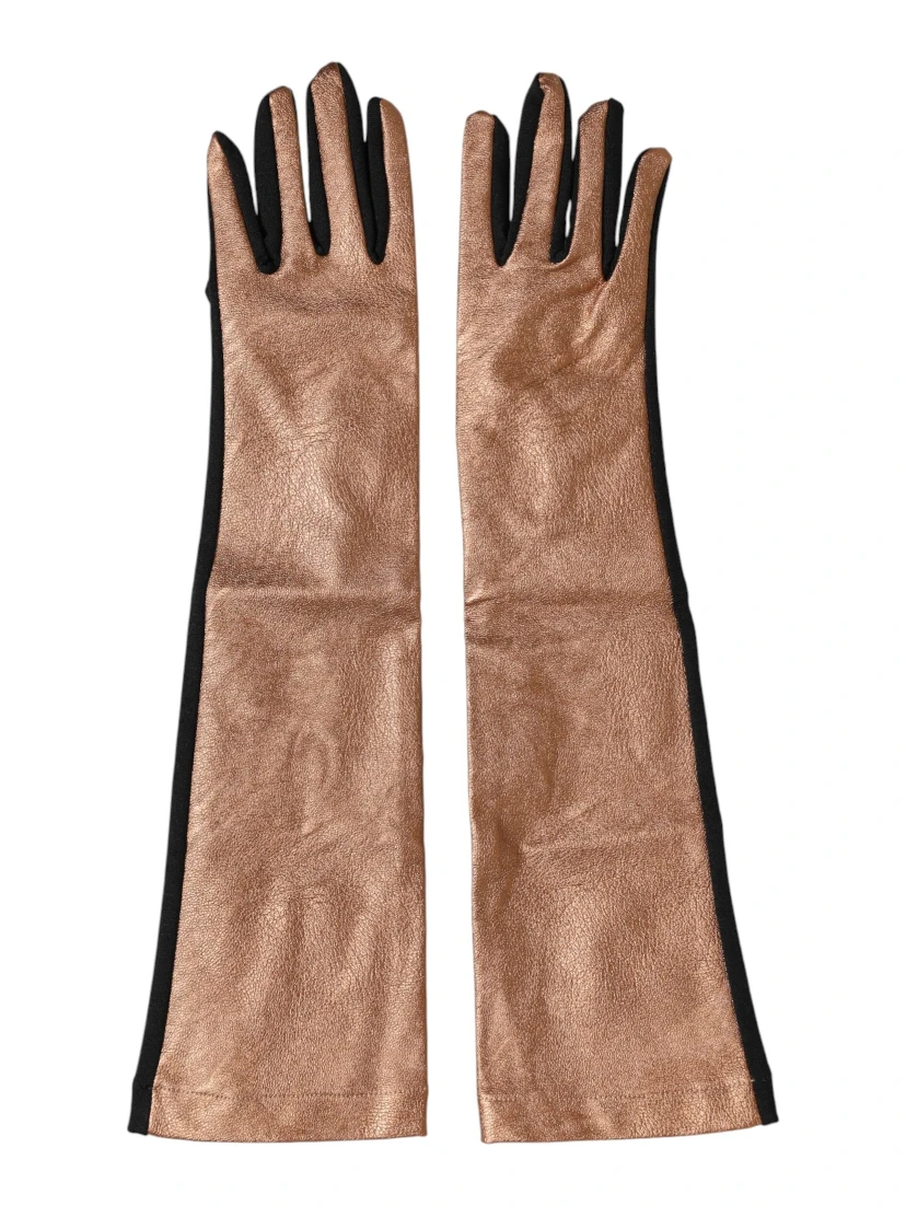 Brown Black Wool Elbow Length Mitten Men Gloves