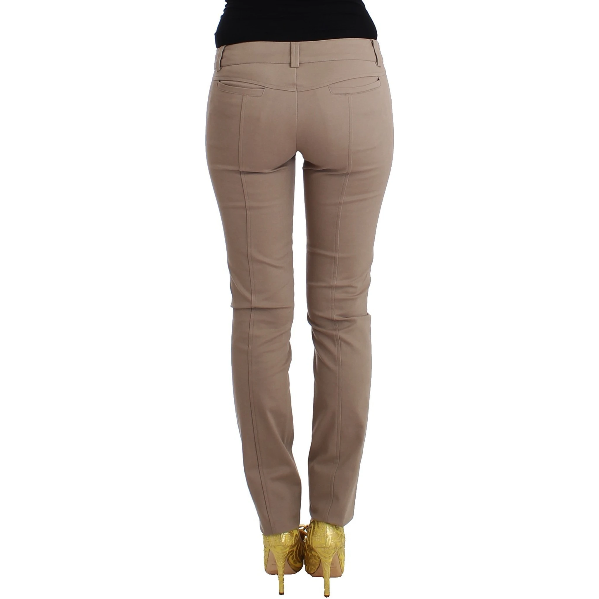 Beige Dress Skinny Slim Straight Chinos Pants