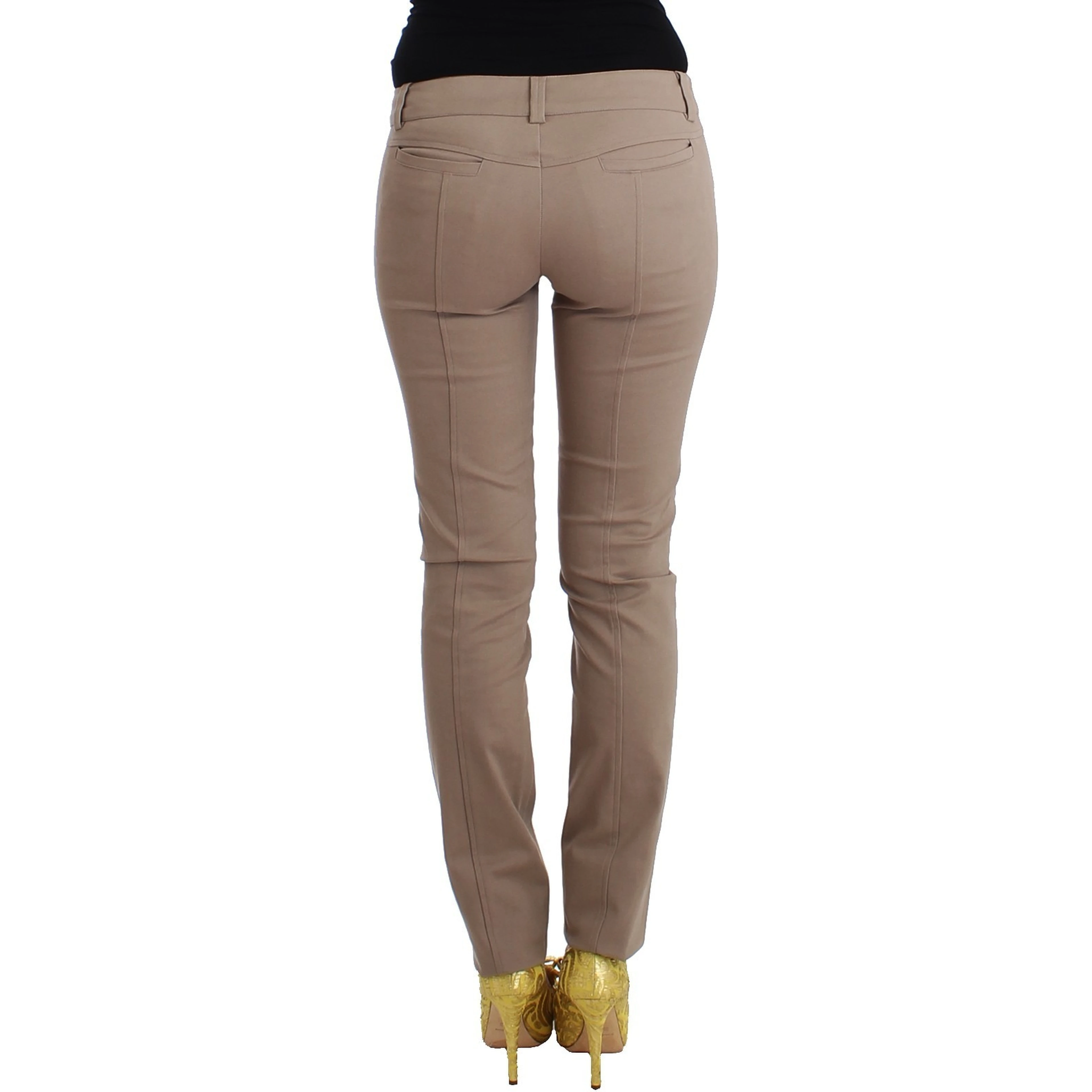 Beige Dress Skinny Slim Straight Chinos Pants