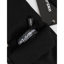 Black Virgin Wool Knitted Fingerless Men Gloves