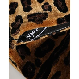 Brown Black Leopard Leather Elbow Length Mitten Gloves