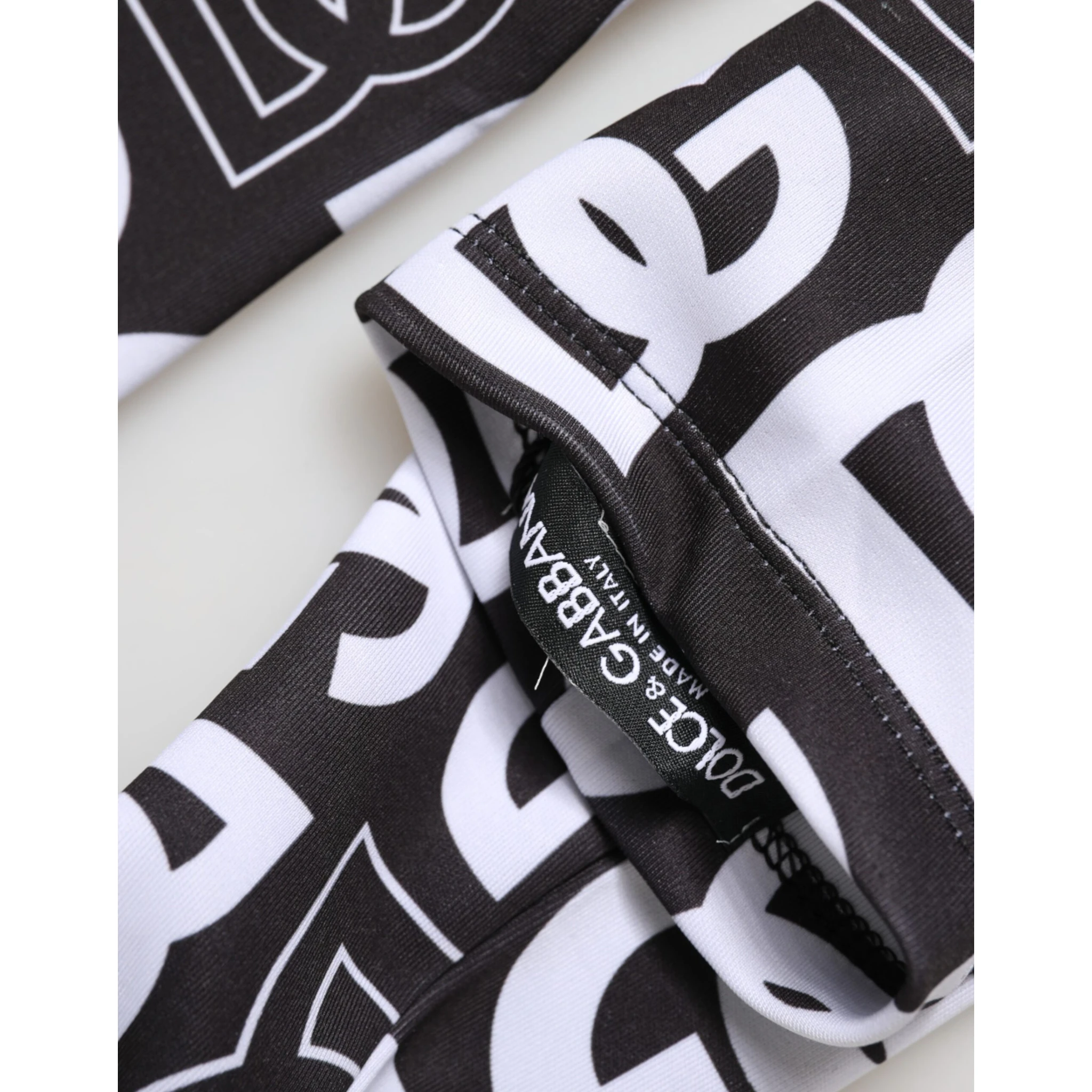 Black White DG Logo Elbow Length Mitten Gloves