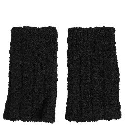 Black Virgin Wool Knitted Fingerless Men Gloves