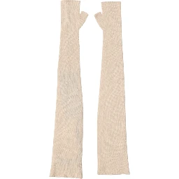Beige Wool Fingerless Elbow Length Women Gloves