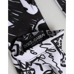 Gloves Black White DG Logo Elbow Length Mitten