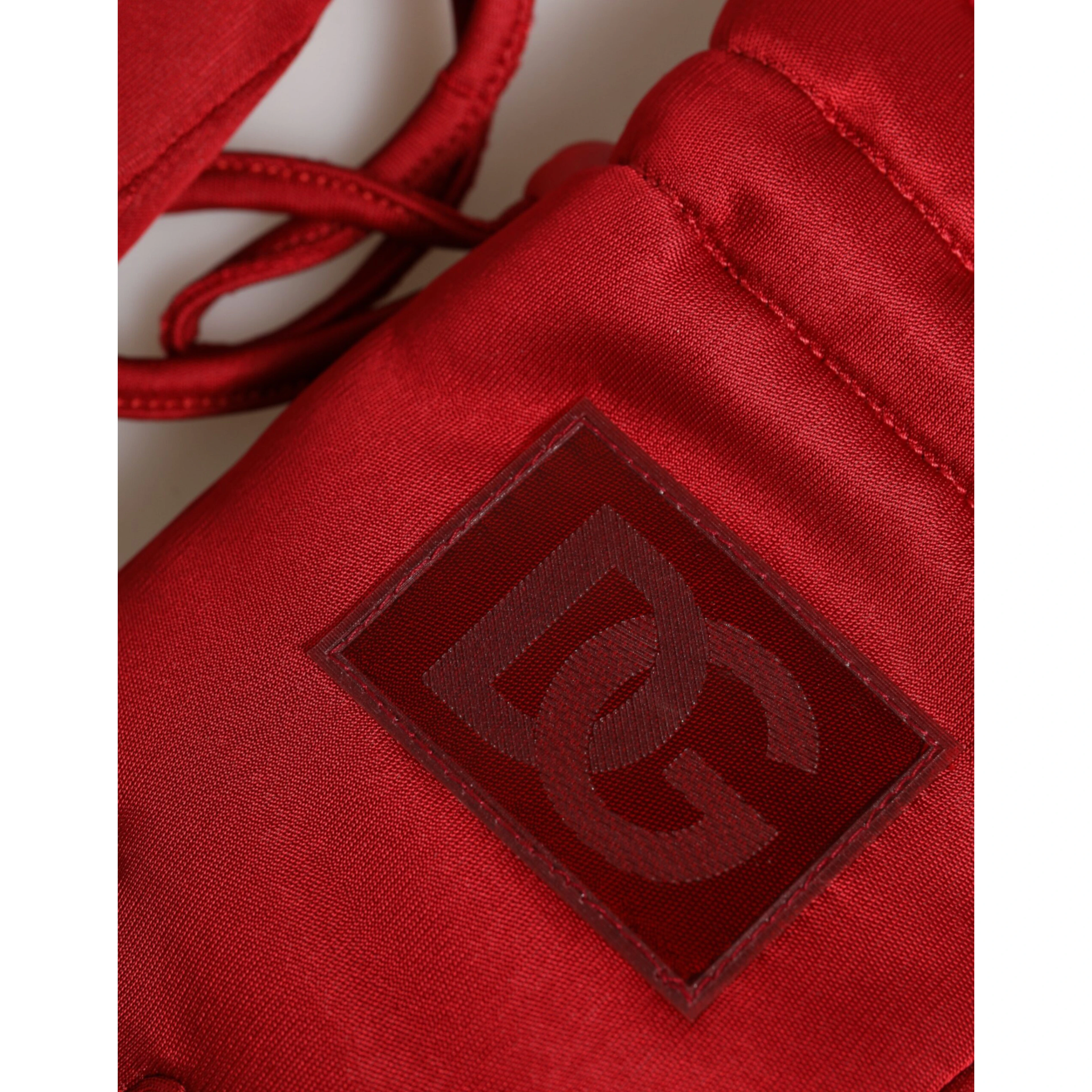 Red Viscose Motorcycle Biker Mitten Gloves