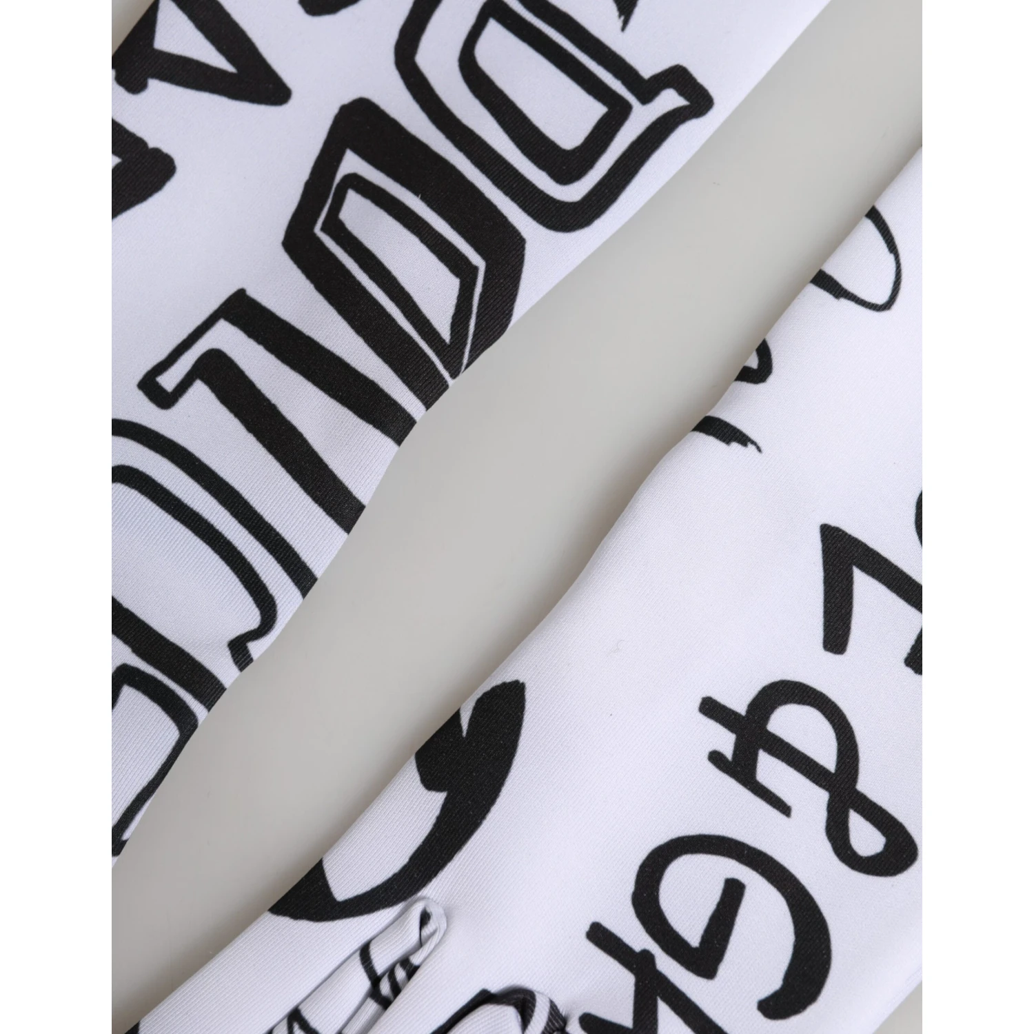 Black White DG Logo Elbow Length Mitten  Gloves